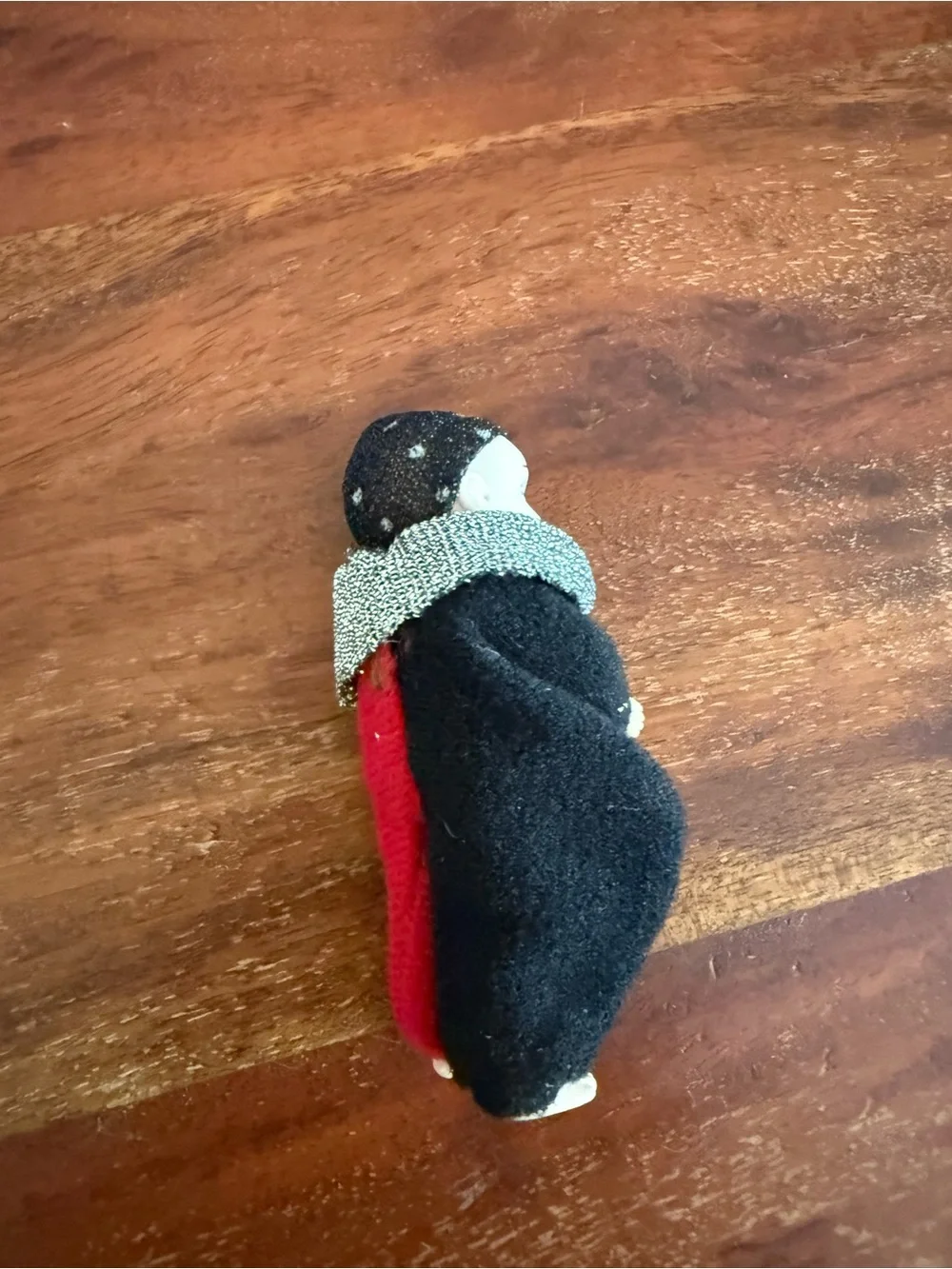 Handcrafted Black & Red Clown Doll with Silver Scarf - Kids Toy